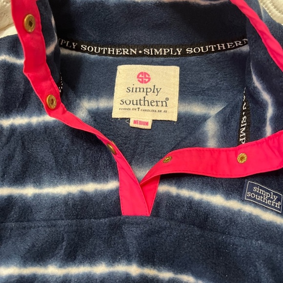 Simply Southern Fleece Women Pink Blue Tie Dye Top Long Sleeve Medium - Picture 8 of 10